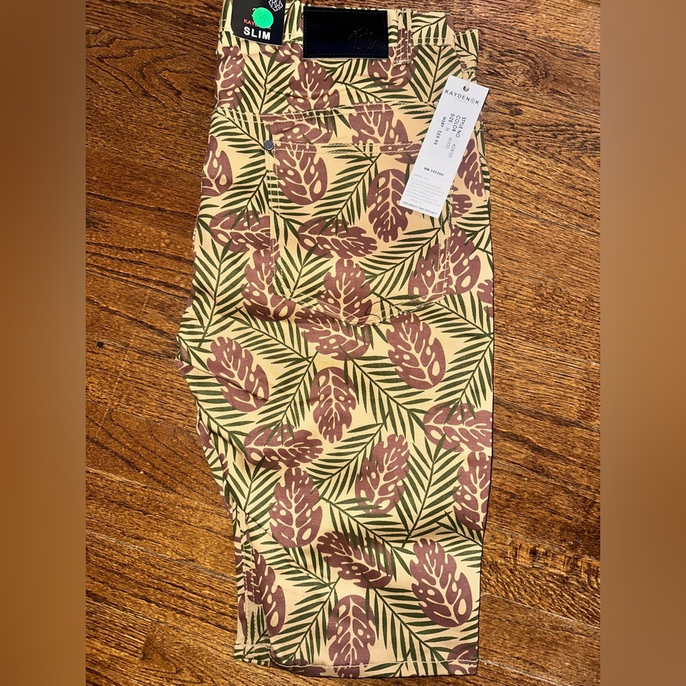 Kayden K Wood Leaf Palm Pocket Shorts Sizes 36 Slim - NWT